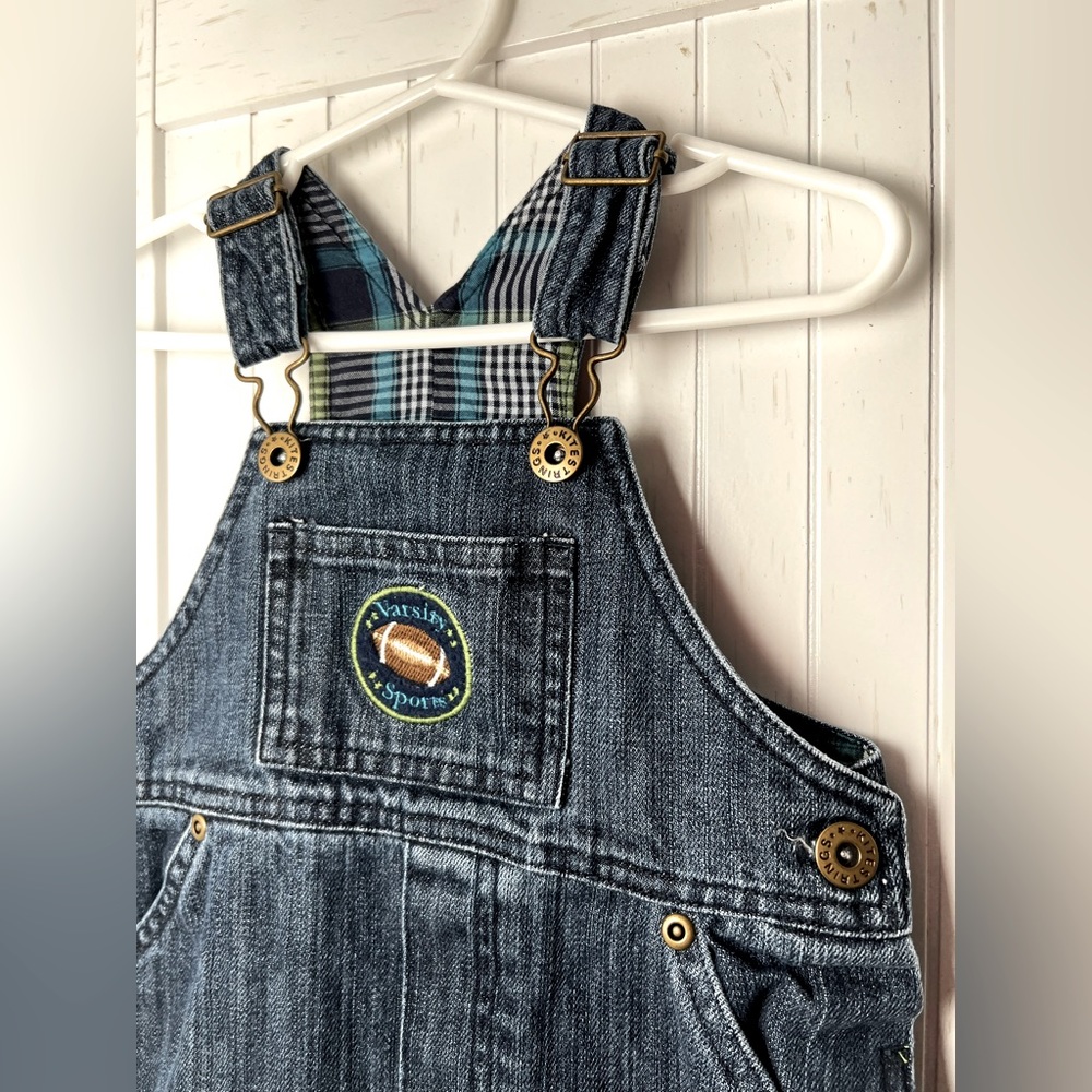 Kitestrings Denim Overalls Baby Boy Size 18 Month  Varsity Embroidered Classic
